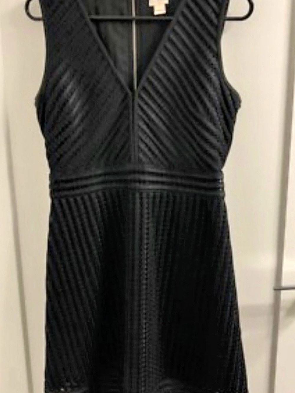 J.Crew Black Eyelet Striped V-Neck Fit & Flare Dress Mini Dress Black Size 8